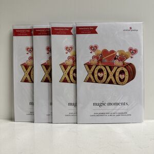 American Greetings Magic Moments Displayable Pop-Up Valentines Day Card Lot of 4